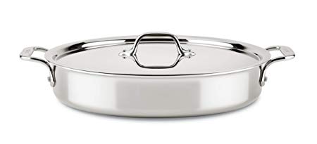 All-Clad ST4404.58 D3 Compact Stainless Steel Dishwasher Safe Sear & Roast Cookware, 4.5-Quart, Silver