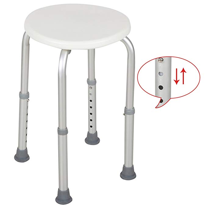 Mecor Adjustable Height Medical Bathtub Stool Tub Seat Bench Bath Shower Lift Chair with Anti-Slip Rubber Tips,White/Round