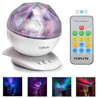 Upgrade TopLite Multi-purpose Aurora Star Projector Color Changing LED Night Light Lamp with Remote Timer Dimmer Speaker for Kids and Adult as Sleeping Aid  Mood  Decorative Light White