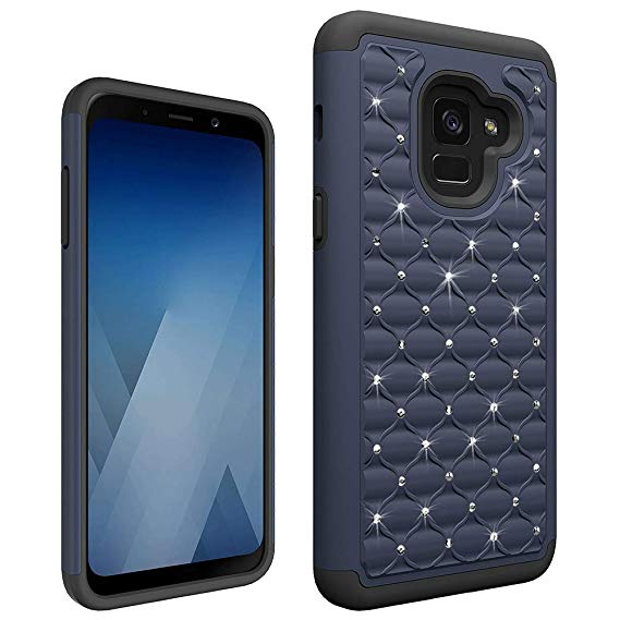 Samsung Galaxy A8 2018 Case Bling Diamond Rhinestone Glitter Hybrid Rugged Rubber Cover Skin by REBELCASE (SM-A530 A530W) - Blue