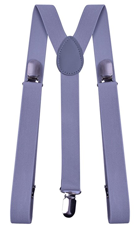 Sunny Ocean Mens Adjustable Elastic Y Shap Suspenders with Strong Clips