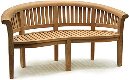 Deluxe Teak Banana Bench - Curved Wooden Benches with 12cm Deep Scrolled Top Rail - Jati Brand, Quality & Value