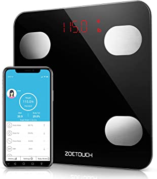 ZOETOUCH Body Fat Scale, Body Composition Monitor, Smart Bathroom Scale Digital Weight Scale Compatible with iOS and Android, Sync Data with Apple Health, Google Fit & Fitbit APP, Up to 396lb