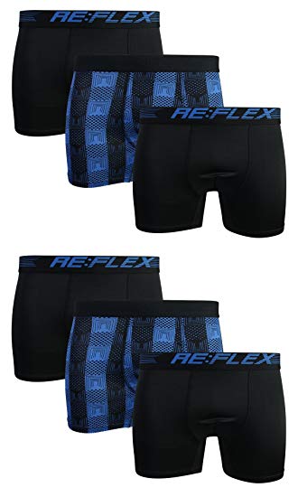 ReFlex Mens Active Performance Boxer Briefs Underwear 6 Pack