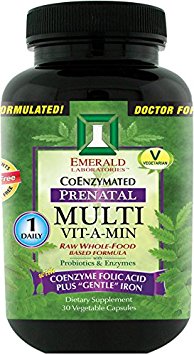 Emerald Laboratories - Prenatal Multi Vit-A-Min (1-Daily) - with Coenzyme Folic Acid Plus "Gentle" Iron - 30 Vegetable Capsules