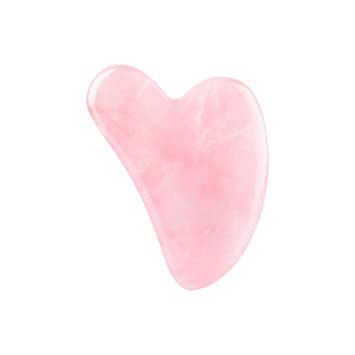Gua Sha Massage Tool, 100% Natural Jade Stone Face Skincare Tool Rose Quartz Beauty Tool Facial Gua Sha for Slimming & Firming Pink Heart Shaped (Pink)