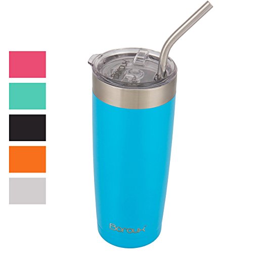 Boroux Climate Series 20oz Insulated Stainless Steel Tumbler Cups with Extra Wide Stainless steel Straw - Boroux Blue