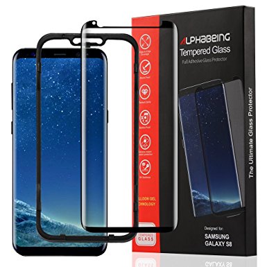 Galaxy S8 Screen Protector Glass [Full Screen Adhesive] AlphaBeing HD Clear 3D Tempered Glass Screen Protector for Samsung Galaxy S8