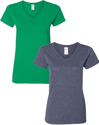 Gildan Women's Heavy Cotton V-Neck T-Shirt, 2-Pack