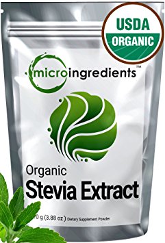 Micro Ingredients Natural Organic Stevia Extract Powder - Zero Calorie Natural Sweetener (110 grams / 3.88 oz)