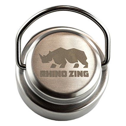 Rhino Zing Wide Mouth Stainless Steel Lid for the Stainless Steel Water Bottle and Beer Growler, Insulated