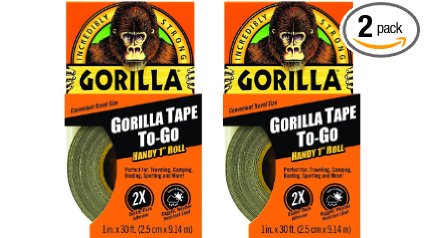 Gorilla 6100101-2 Duct Tape To-Go (2 Pack), 1" x 10 yd., Black