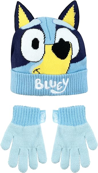 Bluey Kids Hat And Gloves Set | Girls And Boys Winter Hat And Gloves | Kids Beanie Hat | Official Merchandise