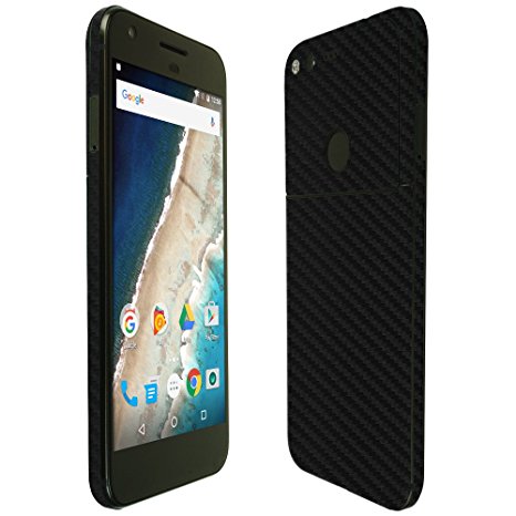 Skinomi TechSkin - Google Pixel Screen Protector (5")   Carbon Fiber Full Body Skin / Front & Back Wrap Clear Film / Ultra HD and Anti-Bubble Shield