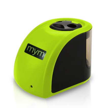 Electric Pencil Sharpener with 2 Different Sizes of Holes. (Green)