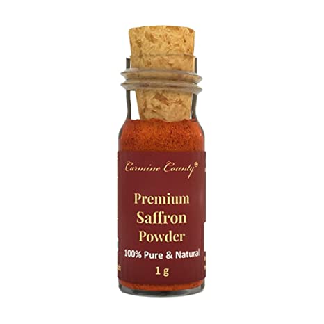 Carmine County Saffron Powder 1 g (Easy to Use Pack) - Powdered Sun Dried Natural Saffron
