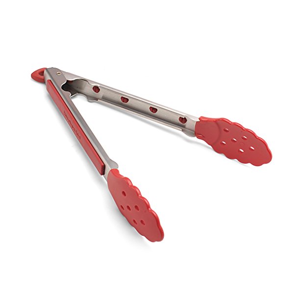 KitchenAid Stainless Steel Nylon Tipped Tongs, Red