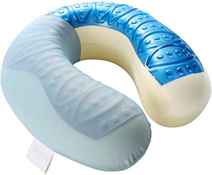 GENERAL ARMOR Travel Neck Pillow with Cooling Gel and Premium Memory Foam - Exceptional Neck Support - Perfect for Flights & Road Trips - Blue