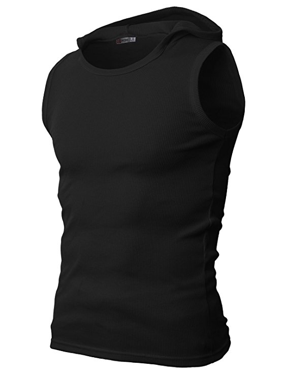 H2H Mens Active Wear Slim Fit Hooded Sleeveless T-shirts with Various Colors