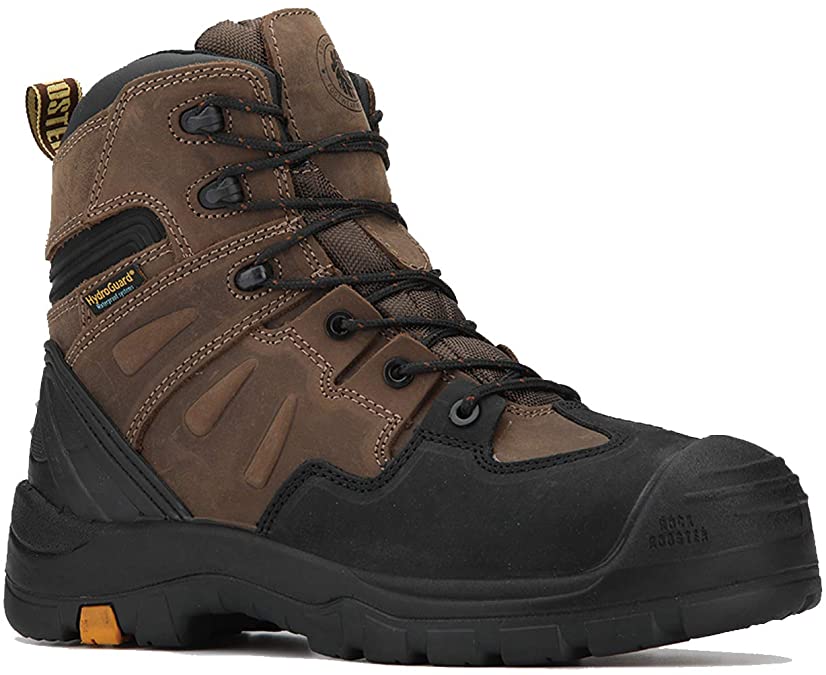 ROCKROOSTER Men's Woodland 6" Soft Toe Waterproof Industrial & Construction Work Boots for Landscaping, Maintenance, Transportation and Utilities, Metal Free AK639