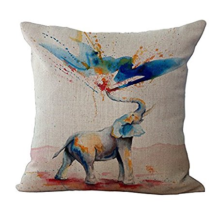 Elephant Printing Stuffed Cushion LivebyCare Linen Cotton Cover Filling Stuffing Throw Pillow Insert Filler Pattern Zipper For Study Room Sofa Couch Chair Back Seat