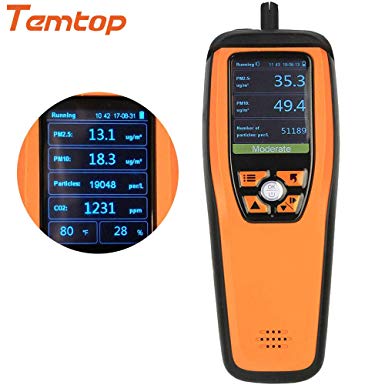 Temtop M2000C Air Quality Monitor for PM2.5 PM10 Particles CO2 Temperature Humidity settable Audio Alarm Recording Curve Easy Calibration Colorful Display【3 Year Warranty】