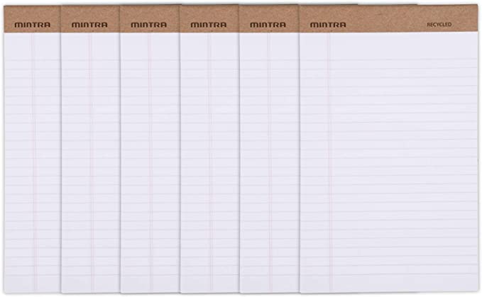 Mintra Office Recycled Writing Pads 6pk (White, Junior (5in x 8in))