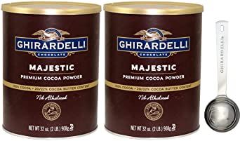 Ghirardelli Majestic Premium Cocoa Powder, 32 Ounce Can (Pack of 2) with Limited Edition Measuring Spoon