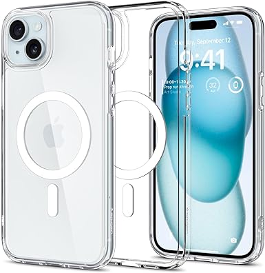 Spigen Magnetic Ultra Hybrid MagFit Designed for iPhone 15 Case, [Anti-Yellowing] [Military-Grade Protection] Compatible with MagSafe (2023) - White