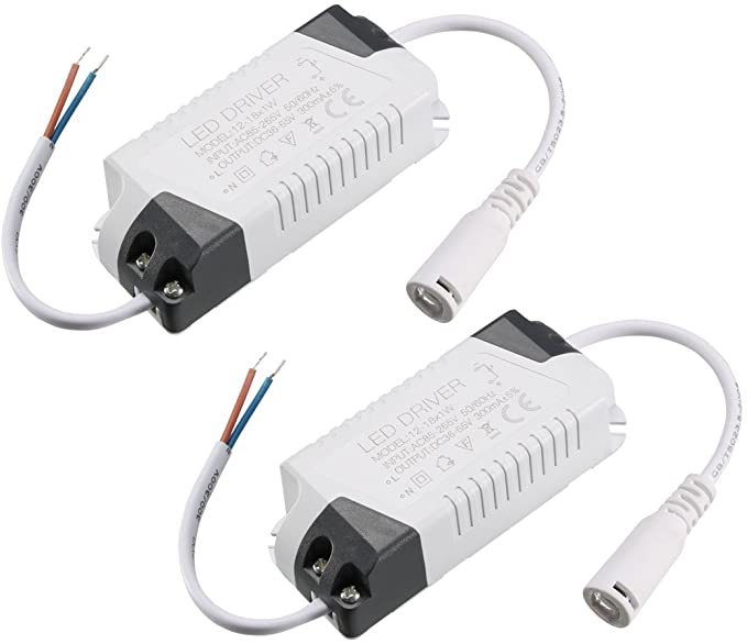 uxcell LED Driver 12-18W Constant Current 300mA High Power AC 85-265V Output 36-65V DC Connector External Power Supply LED Ceiling Lamp Transformer 2Pcs