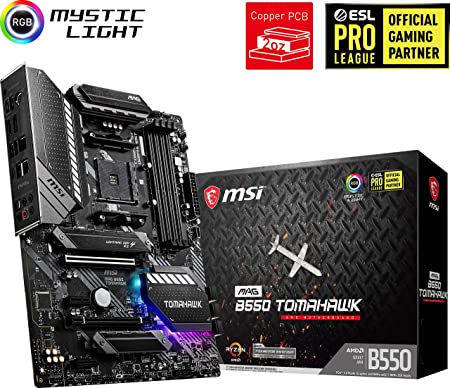 MSI MAG B550 TOMAHAWK Motherboard ATX, AM4, DDR4, Dual M.2, LAN, USB 3.2 Gen2, Front Type-C, Mystic Light RGB, HDMI, DisplayPort, AMD RYZEN 3000 3rd Generation