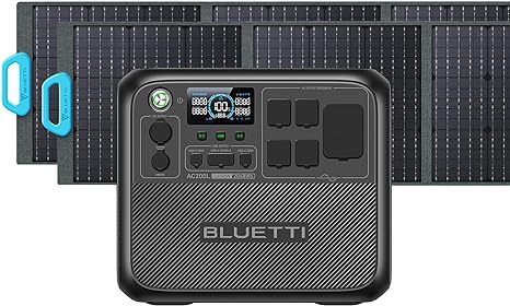 BLUETTI Portable Power Station AC200L with 2 200W Solar Panel Included, 2048Wh LiFePO4 Battery Backup w/ 4 2400W AC Outlets (3600W Power Lifting), Solar Generator for Camping, Home Use, Emergency