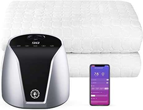 Water Heated Mattress Pad King Size 78" x 80", Smart Water Heating System Works with Alexa, iOS & Android, Soft & Comfort Quilted Heated Mattress Underblanket(Smart APP v2 & Pure White Pad, King)