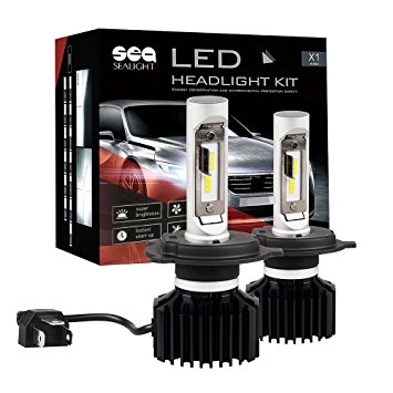 H4 LED Headlight Bulbs Conversion Kit SEALIGHT X1 series H4 9003 HB2 Headlight Bulb Dual Hi/Lo Beam Bulbs - Extremely Bright 24xCSP LED Headlight Chips-80W 10000LM 6000K Xenon White