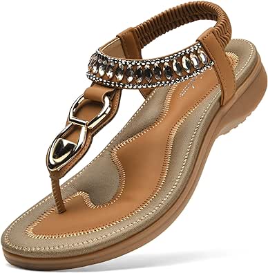 Littleplum Womens Sandals Comfort Arch Support Sandals Summer Walking Shoes Casual Ankle Elastic Flip Flops Sandals