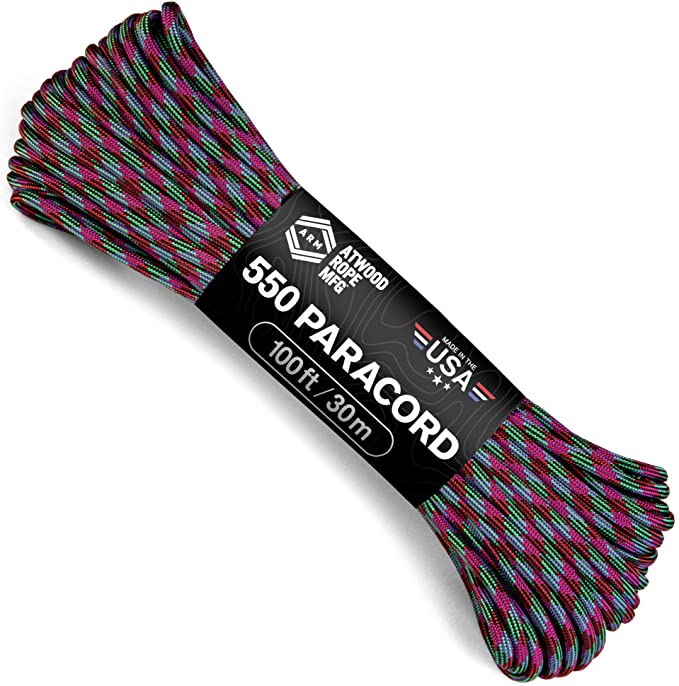 Atwood Rope MFG Color Changing 550 Paracord 100 Feet 7-Strand Core Nylon Parachute Cord Outside Survival Gear Made in USA | Lanyards, Bracelets, Handle Wraps, Keychain