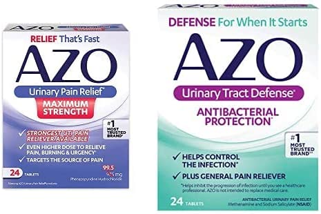 AZO Urinary Pain Relief Maximum Strength (24 Count)   Cranberry Softgels for Urinary Tract Health (100 Count)