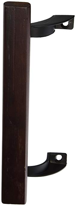 Prime-Line Products C 1190 Sliding Glass Door Pull Handle, 6-1/2 in. - 6-5/8 in. Hole Centers, Black Diecast Supports w/Wood Handle
