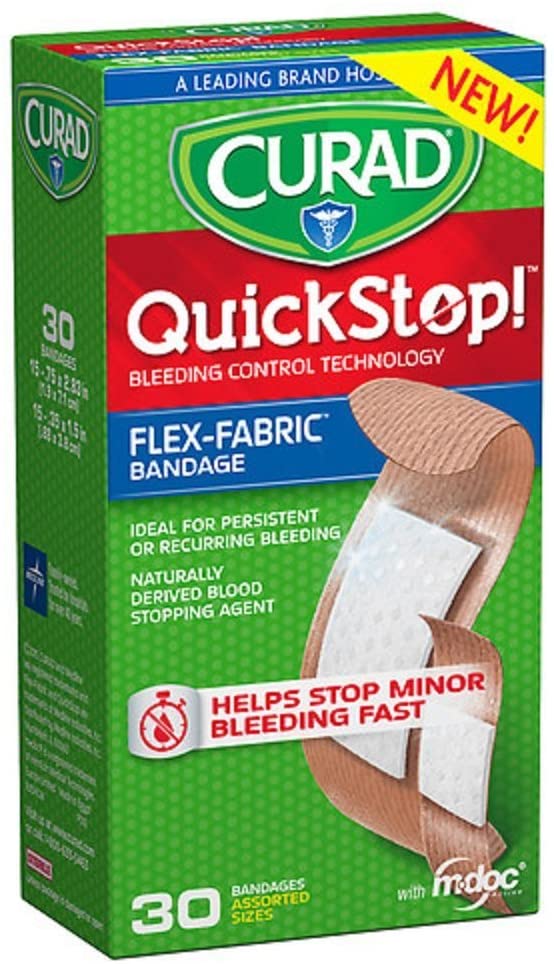 Curad Qck Stop BLD Band A Size 30ct Curad Quick Stop Blood Controlling Bandages Assorted 30ct