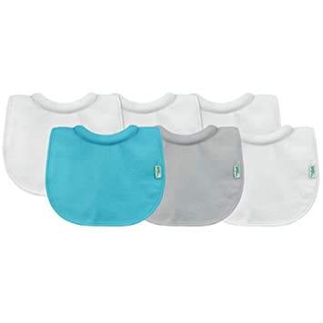 green sprouts 6 Pack Stay-Dry Milk-Catcher Bibs, Aqua, White