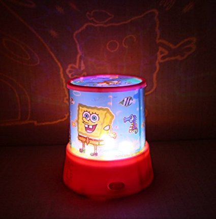 Efreecity Amazing Romantic LED Projector Night Light With Music and Automatic Rotation Function Christmas Gift(USB included) (SpongeBob)