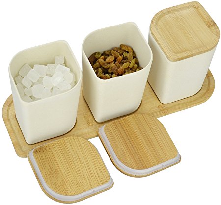 Surpahs Bamboo Fiber Canister Set w/ Airtight Lid