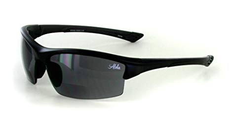 Aloha Eyewear Stone Creek MX1 Men's Wrap-Around Bifocal Reading Sunglasses (Black w/Smoke  2.00)