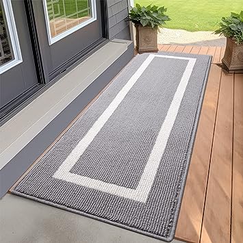 OLANLY Indoor Door Mat, 59x20, Non-Slip Absorbent Resist Dirt Entrance Mat, Washable Low-Profile Inside Entry Doormats for Entryway, Grey