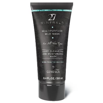 27 Minerals Dead Sea Mud Mask 250 ml/ 8.8 fl oz - Imported from the Dead Sea - For Facial & Body Treatment - Helps Reduces the Appearance of Wrinkles, Pores, and Complexion