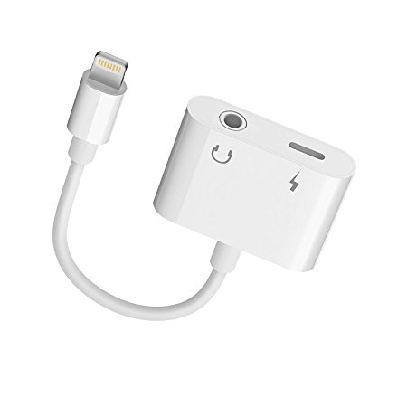 2 in 1 Lightning Adapter for iPhone X,Lightning to 3.5 mm Headphone Jack Adapter with Charger 2 in 1 Splitter for iPhone 7 Plus 8 Plus Support ios 11 and above