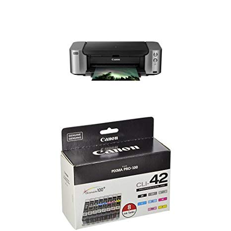 Canon PIXMA PRO-100 Color Professional Inkjet Photo Printer and Canon Ink CLI-42 8 PK Value Pack Ink