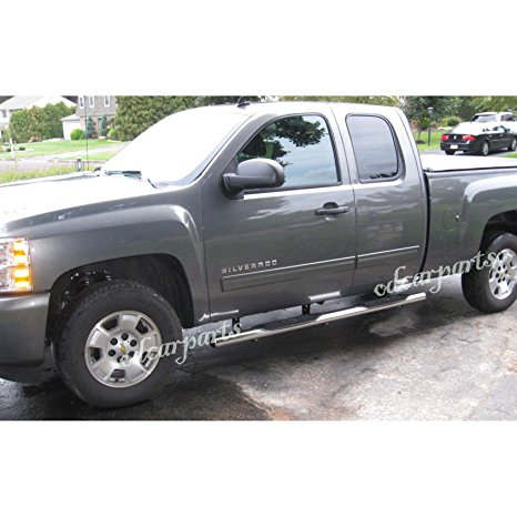 VioGi Fit:99-13 Silverado/Sierra 1500/2500/3500 EXT Extended Cab 4" Oval S/S Side Step Rails Nerf Bar Running Boards