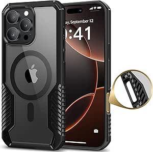 MOBOSI Compatible with iPhone 16 Pro Max Case, Compatible with MagSafe, Shockproof Military-Grade Protection, Heavy Duty Rugged Slim Magnetic Phone Case 6.9'' with Screen&Camera Lens Protector, Black