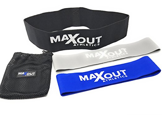 MAXOUTATHLETICS NEW! Hip Resistance Bands - Best Exercise Loop Resistance Bands For Legs and Butt - Great For Hip Abduction Exercises, Squatting, Pilates (Blue,Gray,Black, Light,Medium,Heavy)